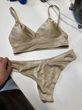 Cute Zerone champaign color pole set top S bottoms M POLE FIT!